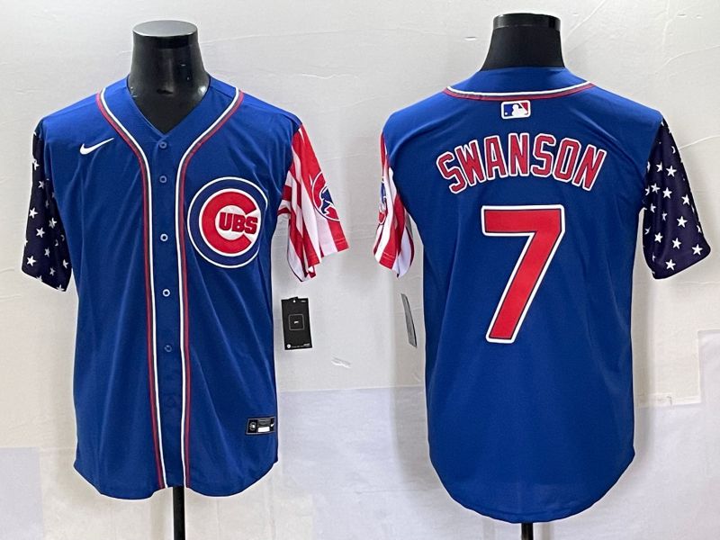 Men 2025 Chicago Cubs #7 Swanson Blue a generation of national flags Joint Name Nike MLB Jersey style 41